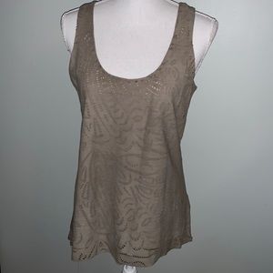 Ecru leather front cut out tank